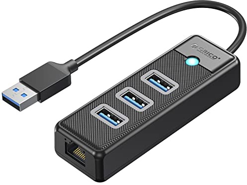 ORICO Hub USB a Ethernet, Hub USB Ethernet 1Gbps con 3 Puertos Type-A 3.0, Extensor de Red USB-A con Cable de 50 cm para Windows 10, 8.1, Mac OS, Laptop