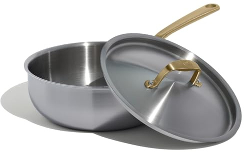 Made In Cookware - 3 Quart Stainless Steel Saucier Pan (Antique Brass) - 5 Ply Stainless Clad - Professional Cookware - Crafted in Italy - Induction Compatible