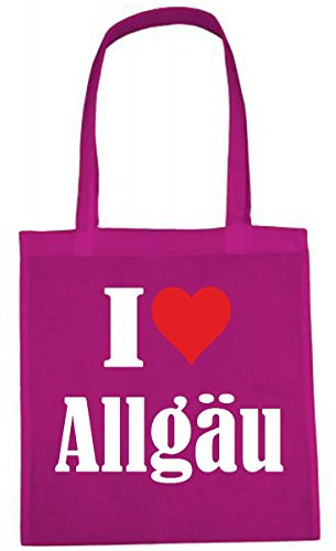 Reifen-Markt Tasche I Love Allgäu Größe 38x42 Farbe Pink Druck Weiss