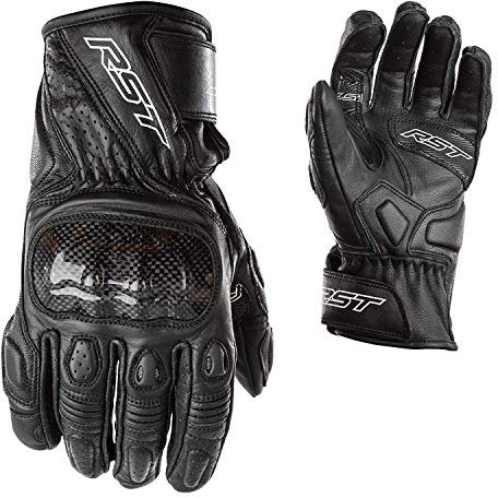 RST 2123 Stunt III CE Men's Short Sports Leather Motorcycle Gloves - Black M, 09