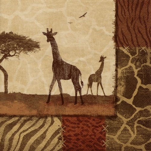 20 Servietten Giraffe um afrikanische Muster/Tiere/Afrika 33x33cm