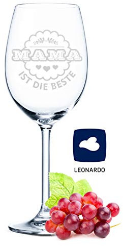 Leonardo Weinglas mit Gravur - Mama ist die Beste - Für die beste Mutter - Geschenk für Mama zum Geburtstag Muttertag Weihanchten - Geeignet für Rotwein & Weißwein - Farbe: Daily