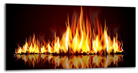 decorwelt Küchenrückwand Spritzschutz aus Glas 80x40 cm Wandschutz Herd Spüle Küchenspritzschutz Fliesenschutz Fliesenspiegel Küche Dekoglas Flammen Gelb-Schwarz