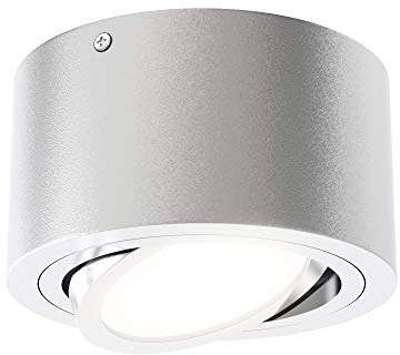 Briloner Leuchten - LED Aufbauleuchte, Deckenlampe 5 W, Reflektor schwenkbar, 470 Lumen, 3.000 Kelvin, Silber, Ø 9cm, Silberfarbig