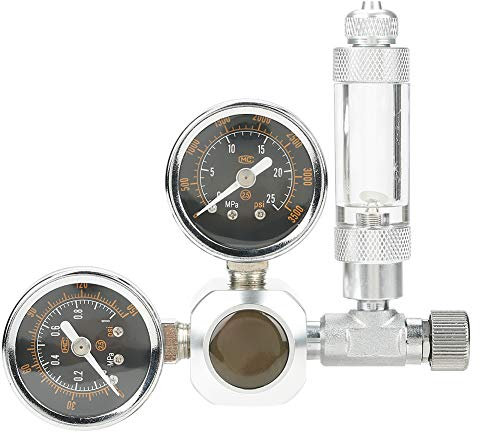 Tangxi CO2 Aquarium Regulator, Big Dual Gauge Display CO2 with Bubble Counter and Check Valve Solenoid Plant Grow DIY CO2 System for Aquarium Plants(W21.8)