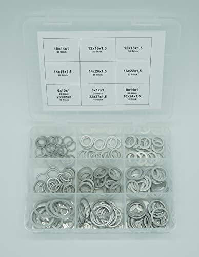 210 tlg ALU Dichtring Sortiment Aluminium Dichtung Dichtungsring Satz - Set