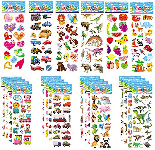 30 Sheets Puffy Stickers for Kids Children 3D Stickers for Party Bag Fillers Rewarding Gifts Scrapbooking (Random Styles)