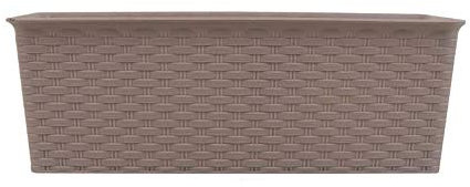 St@llion 10cm x 27cm x 13cm Brown Rectangle Rattan Planter Case Box Plastic Garden Indoor Outdoor Flower Plant Pot, Rattan Plastic Planter, Flowerpot (Pack of 1)