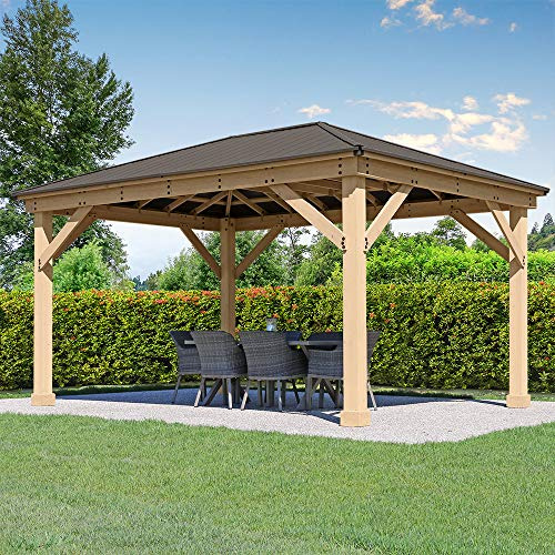 Yardistry Pavillon en bois de cèdre méridien de 30,5 x 40,6 cm pour patio, terrasse, jardin, arrière-cour, durable, toit en aluminium