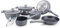Royalty Line® BS1010M Topfset 13 Tlg. Silber- Töpfe Set geeignet für Induktion - Kochtopf Set & Pfannen mit Anti Haft Beschichtung - Pfannenset aus Alu mit Hitzeschutz Silikon Griffen - mit Deckel