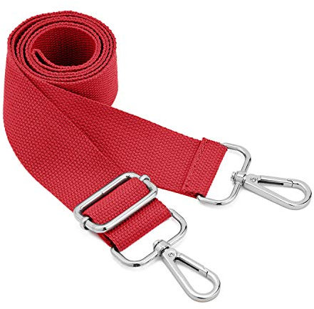 Breite Umhängetaschen Strap,Verstellbarer Ersatz Gürtel Tasche Strap mit Silber Swivel Hooks Soft Canvas Handtasche Riemen Messenger Bag Changeable Long Strap for Crossbody Handtasche (rot)