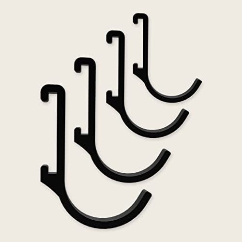 Designfabrik Hamburg | Hakenleiste Küchenleiste selbstklebend Küche Hängeleiste Stange für Küchenutensilien | Küchenhalterung ohne bohren | 4x Zusatzhaken Schwarz