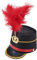 inhzoy Adult Kids Drum Band Hat with Feather, Majorette Hat Drum Major Uniform Hat Toy Soldier Hats for Stage Performance Type A Black&Red One Size