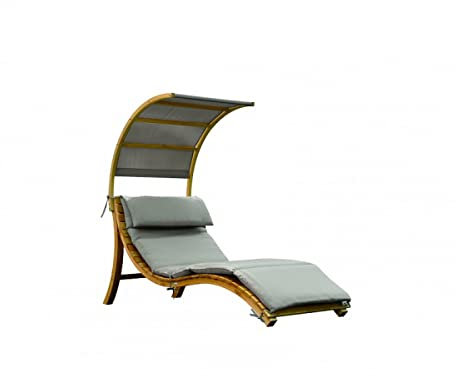 AXI Gartenliege Salina aus Holz | Sonnenliege mit abnehmbarem Sonnendach & Kissen für den Garten | Einzelliege/Liegestuhl mit Sonnendach wetterfest in Beige