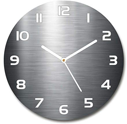 Tulup Glasuhr ⌀ 60cm - weißen Zeigern - Wanduhr Wandkunst Bild Gehärtetem Glas Uhr Echtglas Küche Wohnzimmer - Metall Hintergrund
