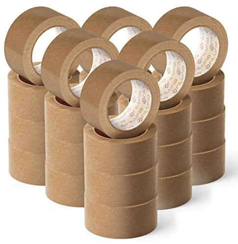 OFITURIA Lot de 24 rouleaux de ruban adhésif écologique en papier Kraft couleur marron