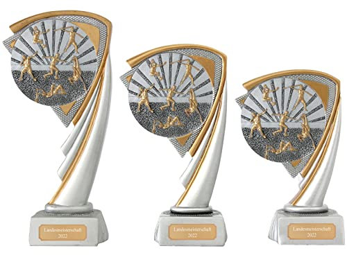 Druckspezialist Leichtathletik Pokal Pokalset CROZON Mehrkampf Trophäe mit Gravur (S - 14,5 cm)