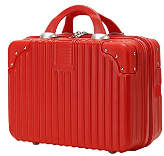 Balakaka Makeup Case 14 ABS Waterproof, 11L Portable Vanity Case Hard Shell with Elastic Bands & Zipper, Lightweight Carrying Suitcase for Women Girls, Bright Red