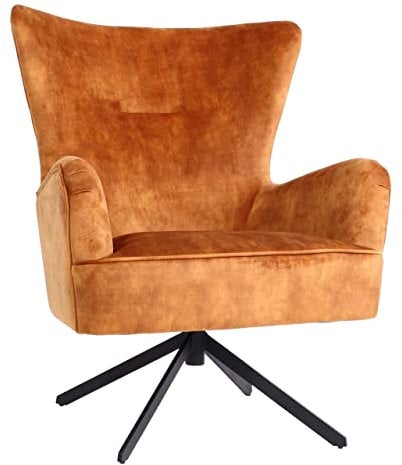 Lounge-Sessel HWC-L63, Cocktailsessel Polstersessel Relaxsessel, drehbar, Vintage Samt Metall - Gold-braun