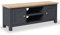 Farrow Charcoal 120cm Large TV Unit for Living Room | Roseland Furniture Fully Assembled Painted Solid Wooden Television Cabinet Stand with Oak Top | Suitable for TVs up to 54 inches