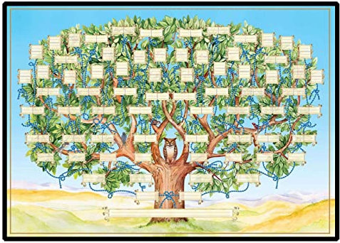 Arbre généalogique – Tableau historique familial précieux | 58,4 x 88,9 cm – Tableau de l'arbre généalogique de 6 générations – Décoration murale familiale