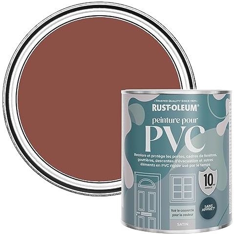 Rust-Oleum 750ml Waterproof Satin Paint for uPVC Doors and Windows - Fire Brick