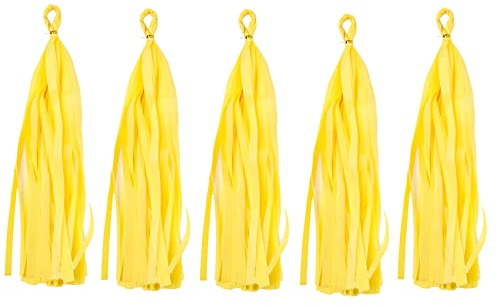 Seidenpapier Quasten Dekorative Wandbehang Quaste Girlande Banner Gelbe Quasten für Handwerk Heimdekoration Hochzeit Geburtstag Babyparty Party Supplies 5 Stück