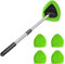CGEAMDY Nettoyant pour Pare-Brise de Voiture, Nettoyant de Vitres de Voiture avec 4 Tampons en Microfibre Lavables Et RéUtilisables, Kit de Nettoyage d'Essuie-Glace à Long Manche Extensible (Vert)