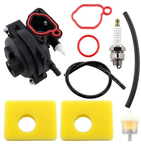 MCHNIC Carburateur compatible avec moteurs Briggs & Stratton 300E, 450E, 500E 550E 575E 600E OVH, 591979, 595656, 590556 591160 tondeuse à gazon avec Filtre à Air Filtre à Essence Bougie d'allumage