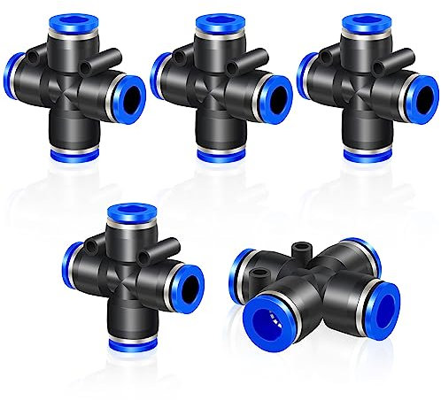 ERGAOBOY 5 pezzi 6MM tubo OD spingere per collegare 4 vie in plastica a sgancio rapido linea d'aria connettori pneumatici