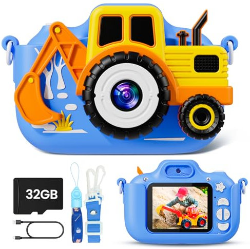 Camara Fotos Infantil, 1080P 2.0 HD Cámara Digital Selfie Niños, Video Cámara Fotos Niños con 32GB Tarjeta, Camara Niños, Regalos Juguetes para Niños Niñas de 3-12 Años