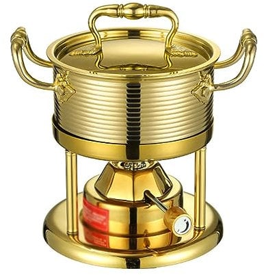 PASPRT Portable Butane Stove, Commercial Insulated Mini Restaurant Alcohol Portable Self Heating Food Warmer Hot Pots, Split Type Easy To Clean (gold 170 minutes)