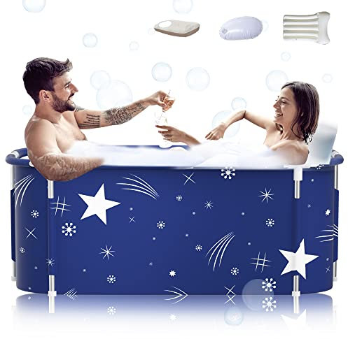 Kiseely 140cm faltbare Metallrahmen Badewanne, groß für Erwachsene, 140cmX60cmX55cm, RX1