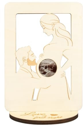 MONCAP Schwangere Mama Bump Foto Schwangere Bilderrahmen Holz Ultraschall Sonogramm Bilderrahmen Liebe im Bauch Neue Eltern Geschenke Baby Ultraschall Fotorahmen für Werdende Mutter Babyparty
