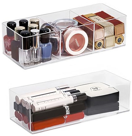 NATUCE 2 Pack Kosmetik Organizer, Organizer Kosmetik Acryl, Skin Care Organizer Transparent, Schreibtischorganizer, Schmink Organizer für Pinsel, Eyeliners, Lippenstift, Schminktisch Zubehör