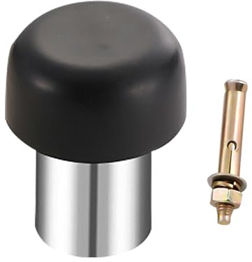 Leliafleury 60mm Floor Mounted Door Stopper Stainless Steel Cylinder Door Stop Solid Decorative Doorstop with Rubber for Home Office Commercial