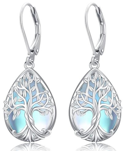 Baum des Lebens Ohrringe 925 Sterling Silber Abalone Muschel Lebensbaum Hängend Ohrringe Schmuck für Damen Mädchen, Geburtstags Muttertags Schmuck Geschenke (Baum des Lebens Ohrringe-G)