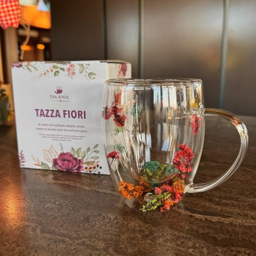 TEA SOUL | Tasse à fleurs en verre double couche 350 ml