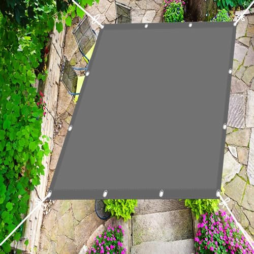 Sonnensegel 6.5x8m(21.33x26.25ft) Überdachung Plane inkl Befestigungsseile 98% UV-Schutz für Outdoor Patio Schwimmbad, Hellgrau