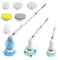 OBEST Elektrische Reinigungsbürste Schnurlos mit 6 Austauschbaren Bürstenköpfen, Homtronics Electric Spin Scrubber mit Verstellbarem Griff, 2 Geschwindigkeiten Putzbürste für Küche/Fliesen/Wand/Boden