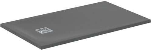 Ideal Standard - Ultra Flat S+, rechteckige Duschwanne, ultradünn, aus Kunstharz in Steinoptik, 120 x 70 cm, Ideal Solid, Ablauf kurze Seite, betongrau