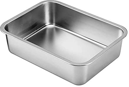 Katzentoilette, Edelstahl, 10,2 cm, Seitenhöhe, glatte Oberfläche, Metallpfanne