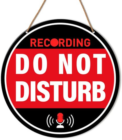 HSNBT Recording Studio Door Sign, Recording in Progress Do Not Disturb Hanging Sign for Music Room