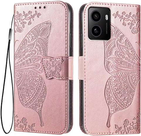 EASSGU Leder Handyhülle für HMD Pulse/HMD Pulse+ (6.65 Inches) Flip-Folio Magnetische Hülle mit 3 Kartenfach, 1 Wallet, Sturzfeste, Kratzfeste Case - Roségold