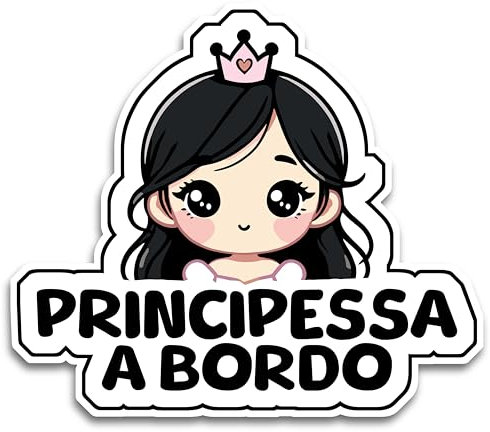 Bimbo a Bordo per Auto, Principessa a Bordo 16.5 x 14.5 cm, Baby on Board Adesivo Resistente agli UV e Impermeabile, Diamond Sticker
