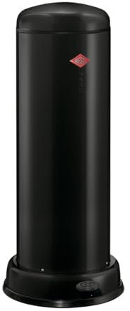 Wesco Big Baseboy Abfallsammler in der Farbe schwarz, pulverbeschichtetes Stahlblech, 30 Liter Volumen, eingebauter Dämpfer, Metall-Fußtritt mit Gummitrittfläche