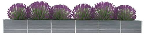 Tino Tech Garten-Hochbeet 480x80x45 cm Verzinkter Stahl Pflanzkübel Pflanzgefäße für Draußen Pflanzbeet Anzuchtbeet Kräuterbeet Pflanzenbeet Gemüsebeet Gartenbeet aus Metall Blumenbeet Grau