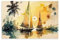 CSESTCGN Segelboote, Aquarell-Kunst-Poster, 2 Stück, Leinwand-Poster, Wandkunst, Dekordruck, Bild Gemälde für Wohnzimmer, Schlafzimmer, Dekoration, 60 x 90 cm