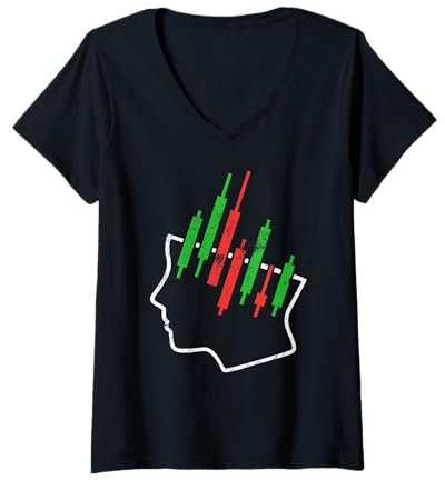 Damen Kopf mit Kerzen: Aktienhändler, Krypto-Investoren im Kopf T-Shirt mit V-Ausschnitt