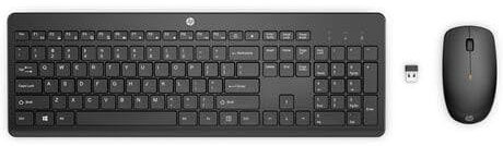 HP 235 - Tastatur-und-Maus-Set - 3-Zone Layout, Low Profile Key travel - Full Size - kabellos - 2.4 GHz - Deutsch - Schwarz - Smart Buy
